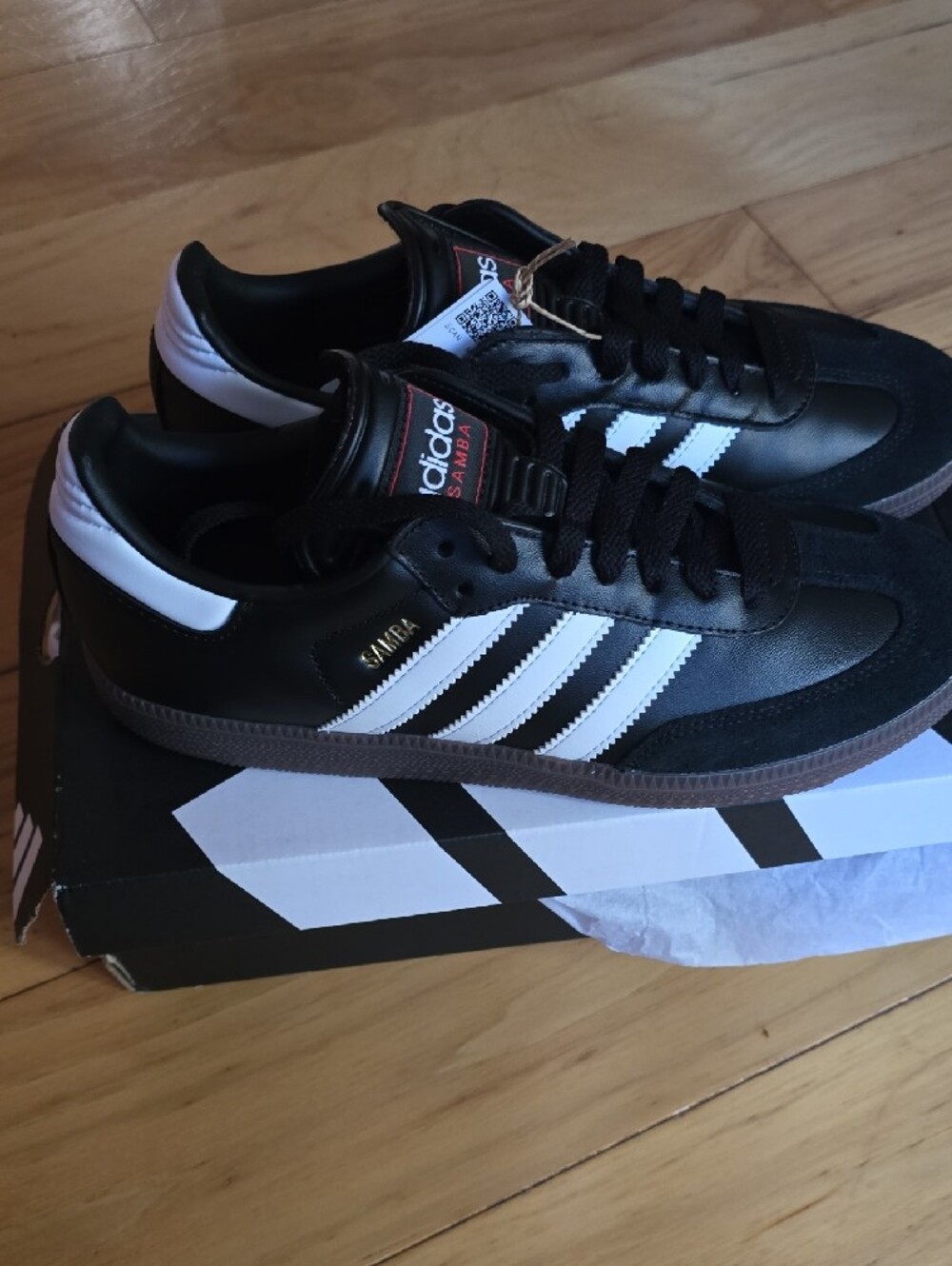 adidas Samba Black with White Stripe Low-Profile Sneakers - Picture 2 of 4